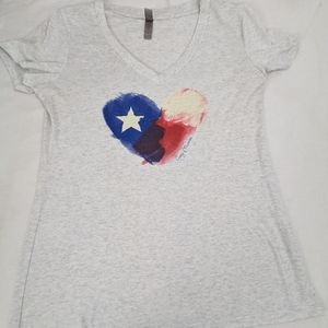 Cory Morrow Cap Sleeve Concert Tee Featuring a Texas Flag Shaped Heart Large